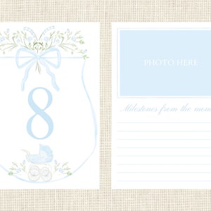 Watercolor Baby Milestone Cards Two Sided / Floral Crest / Gift / Baby ...