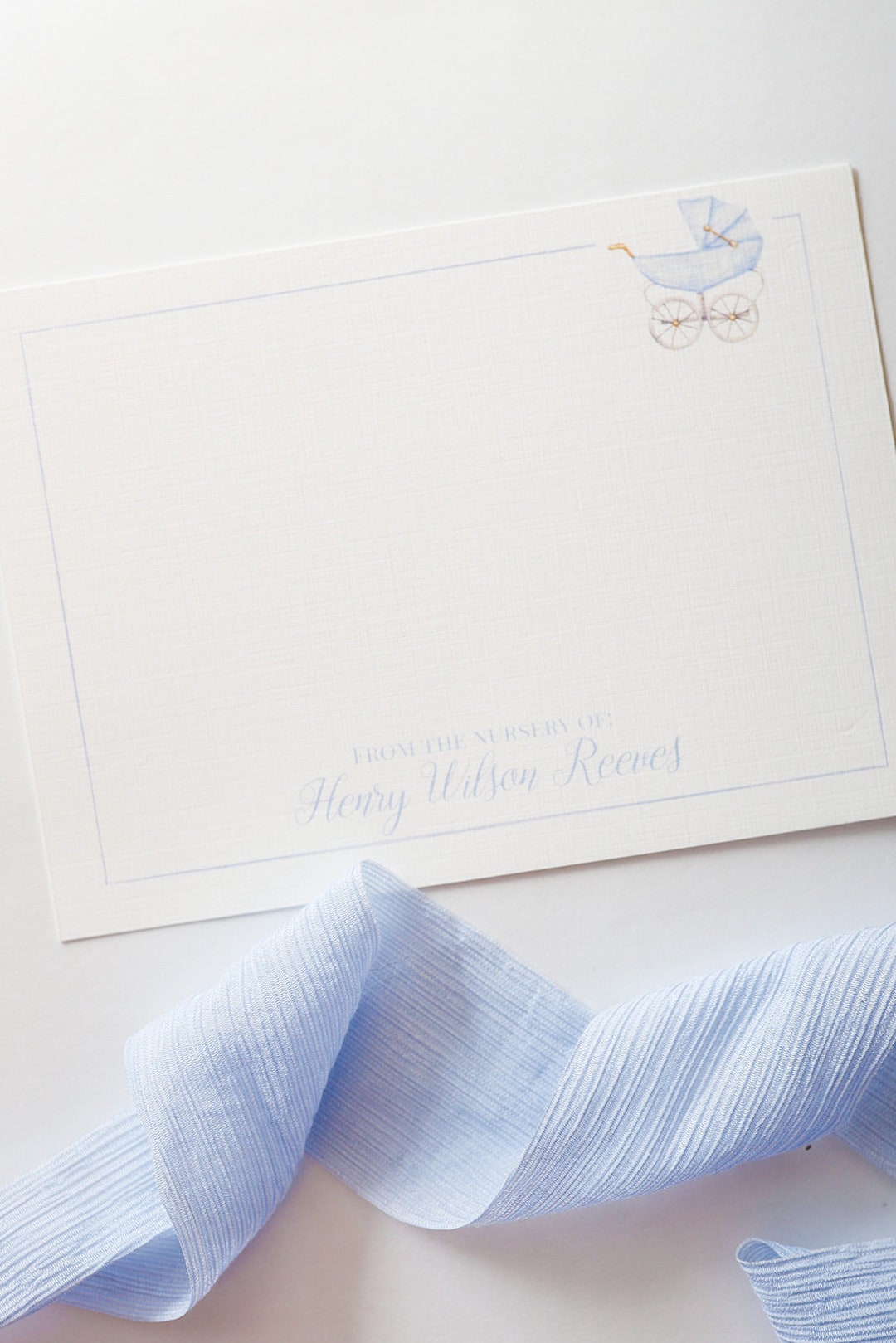 Personalized Baby Boy Stationery Watercolor / Baby Carriage / From the