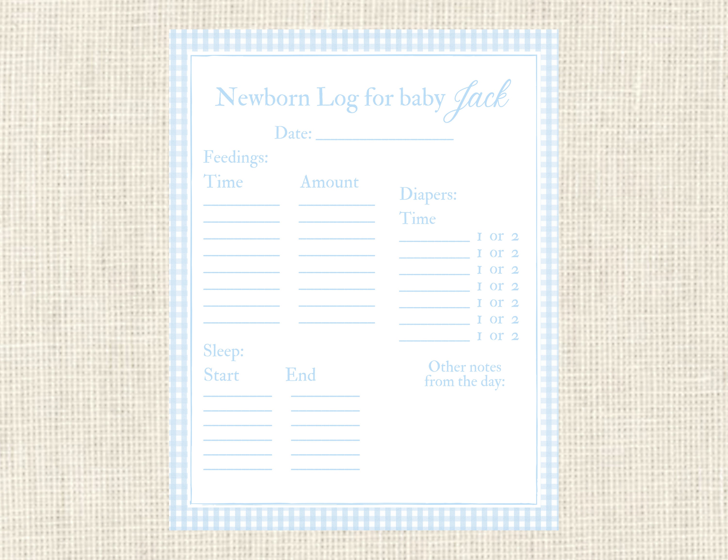 Newborn Baby Log Personalized Notepad Mom Custom Notepad - Etsy