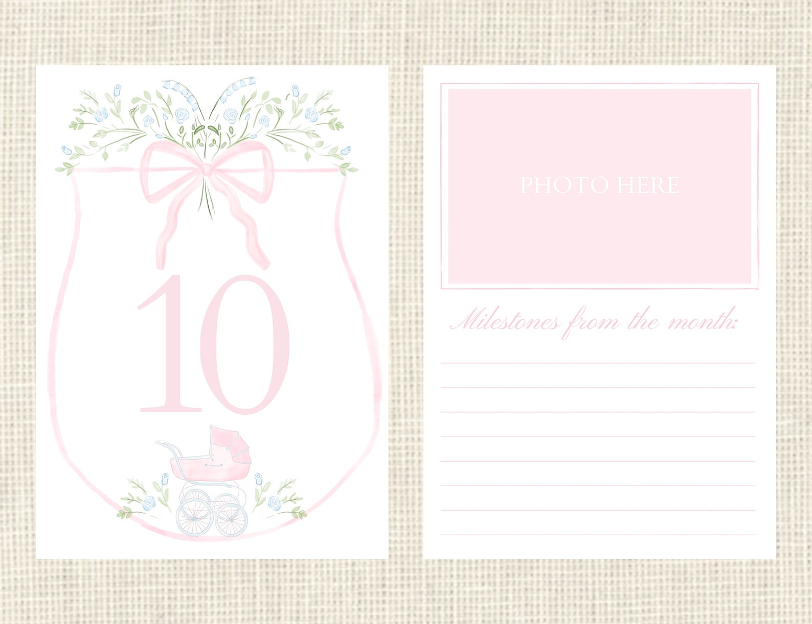 Watercolor Baby Milestone Cards Two Sided / Floral Crest / Gift / Baby ...