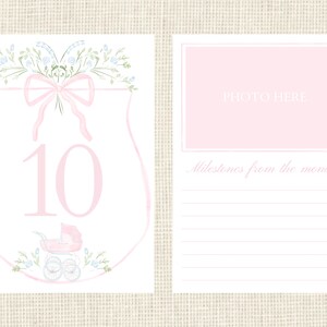 Watercolor Baby Milestone Cards Two Sided / Floral Crest / Gift / Baby ...