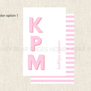 Monogram Striped Bag Luggage Tag Watercolor/ Luggage Tag