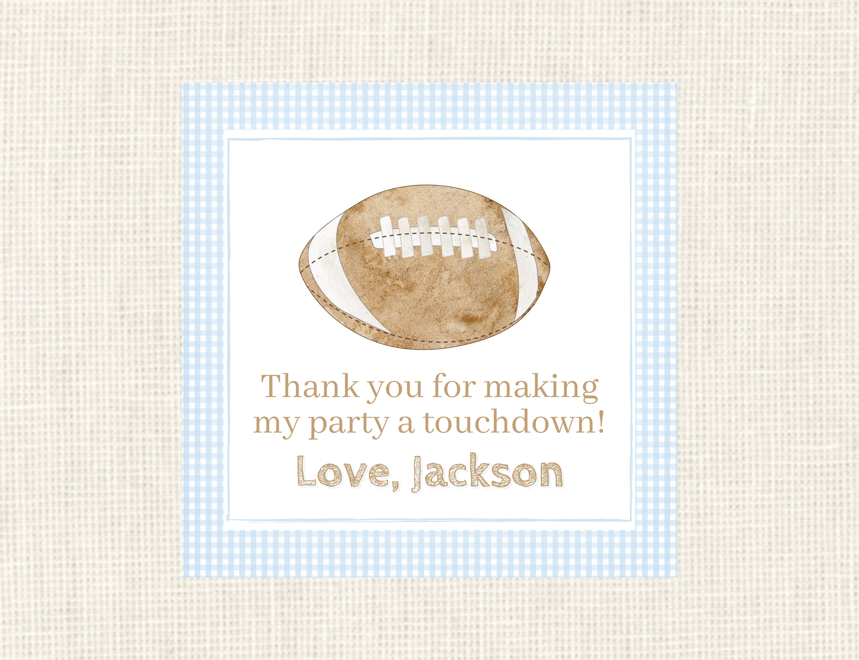 Football Birthday Party Favor Tags 