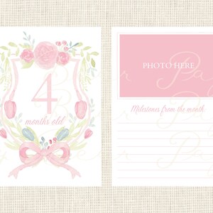 Watercolor Baby Milestone Cards Two Sided / Floral Crest / - Etsy