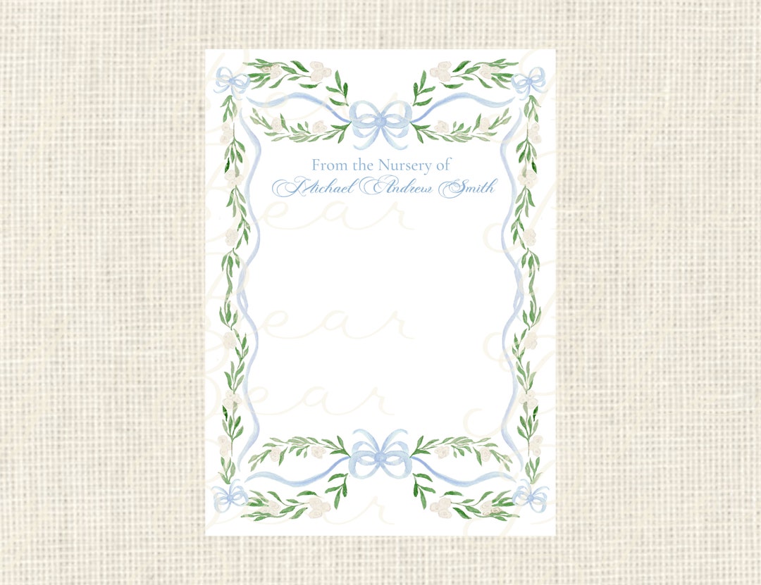 Personalized Baby Boy Stationery Watercolor / Baby Carriage / From the