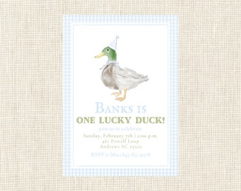 Watercolor Duck Birthday Invitation