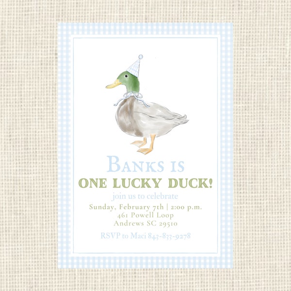 Watercolor Duck Birthday Invitation