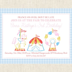 Watercolor Fair/ Circus Birthday Invitation