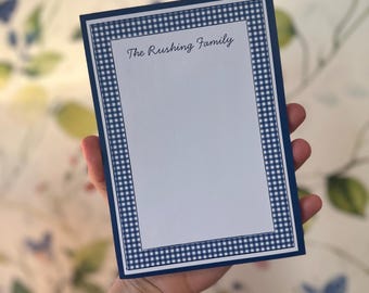Womens gingham Personalized Notepad, 100 sheets, Classic Notepad, Professional, To do List, Grocery list, Work / Watercolor