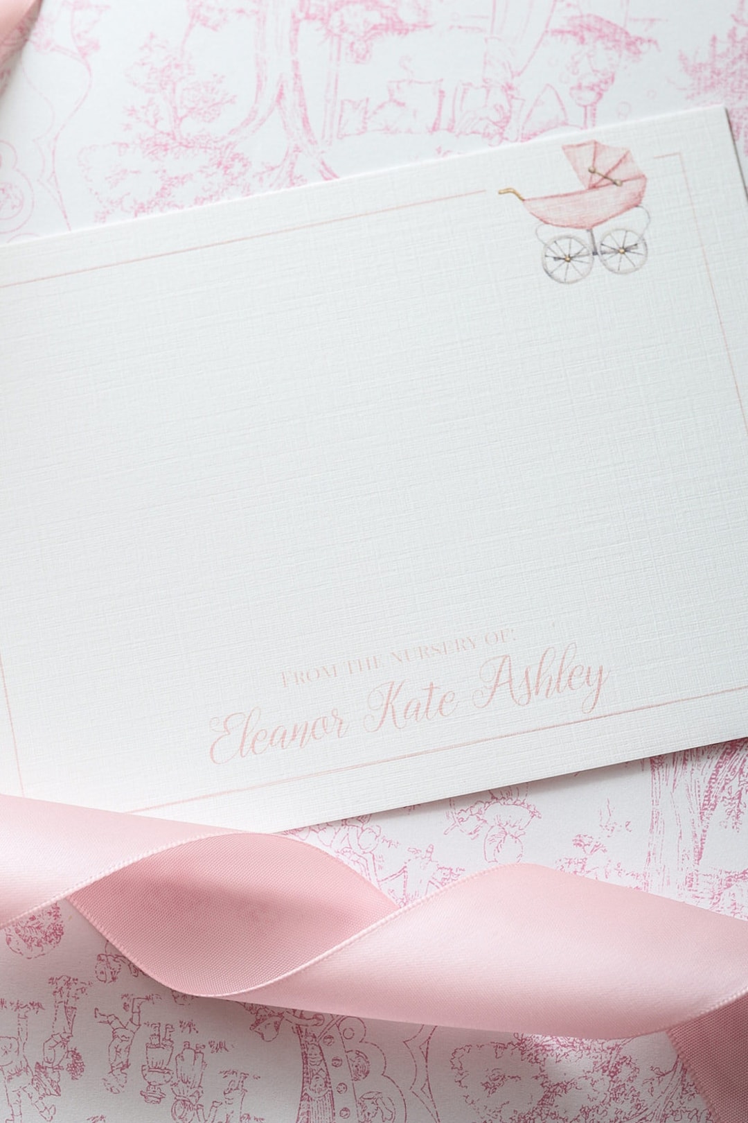 Personalized Baby Girl Stationery Watercolor / Baby Carriage / From the