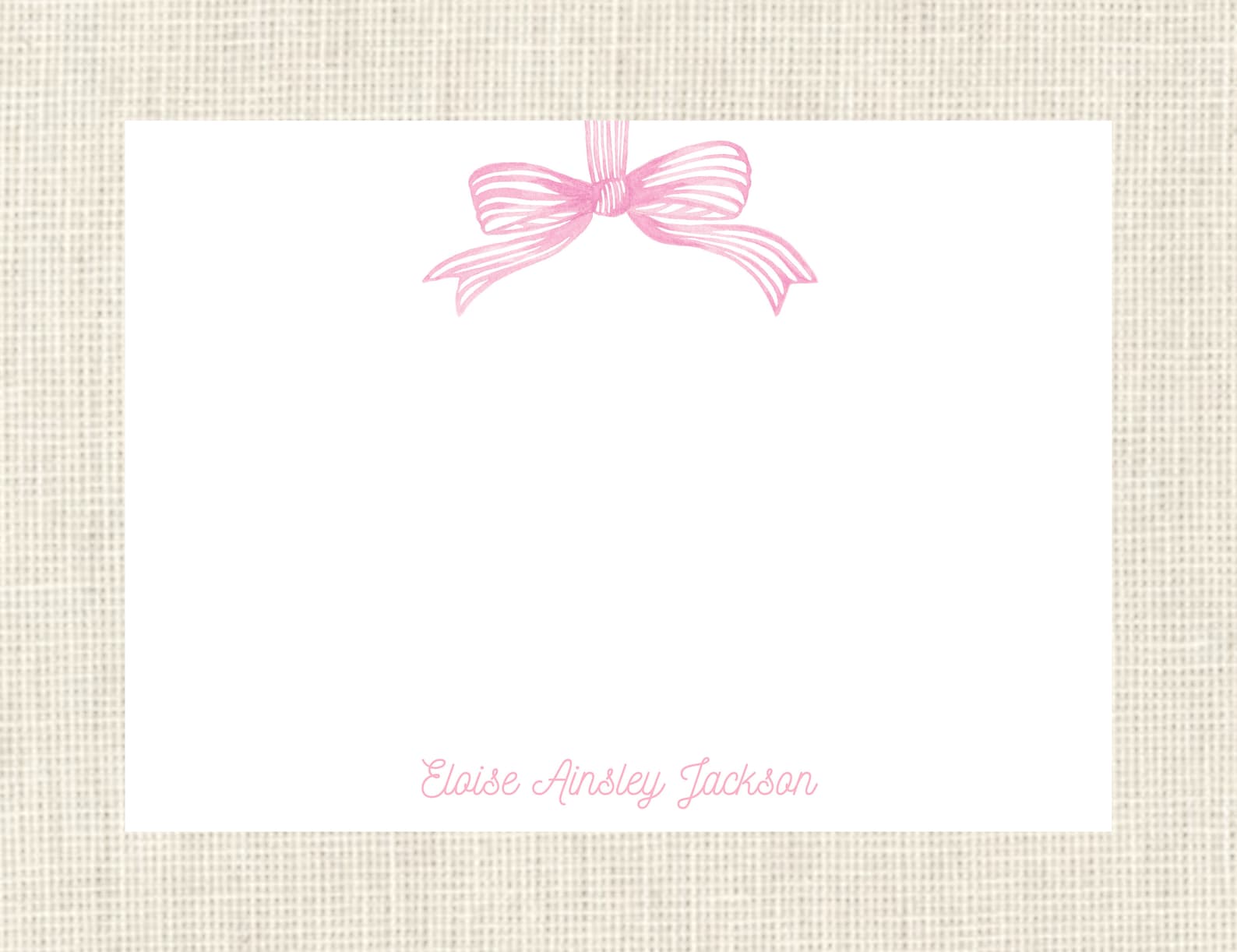 Personalized Girls Pink Bow Gingham Stationery / Girls / Boys Note ...