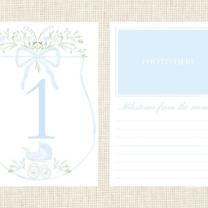 Watercolor Baby Milestone Cards Two Sided / Floral Crest / Gift / Baby ...