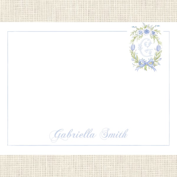Personalized Womens Crest Stationery / floral stationery / Crest/ Custom / Watercolor