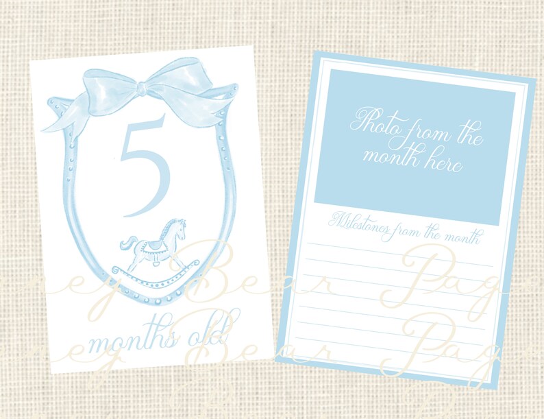 Watercolor Baby Milestone Cards Two Sided / Floral Crest / Gift / Baby ...