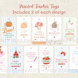 Teacher Gift Tags / Christmas, Halloween, Thanksgiving, Teacher Appreciation, First Day of School
