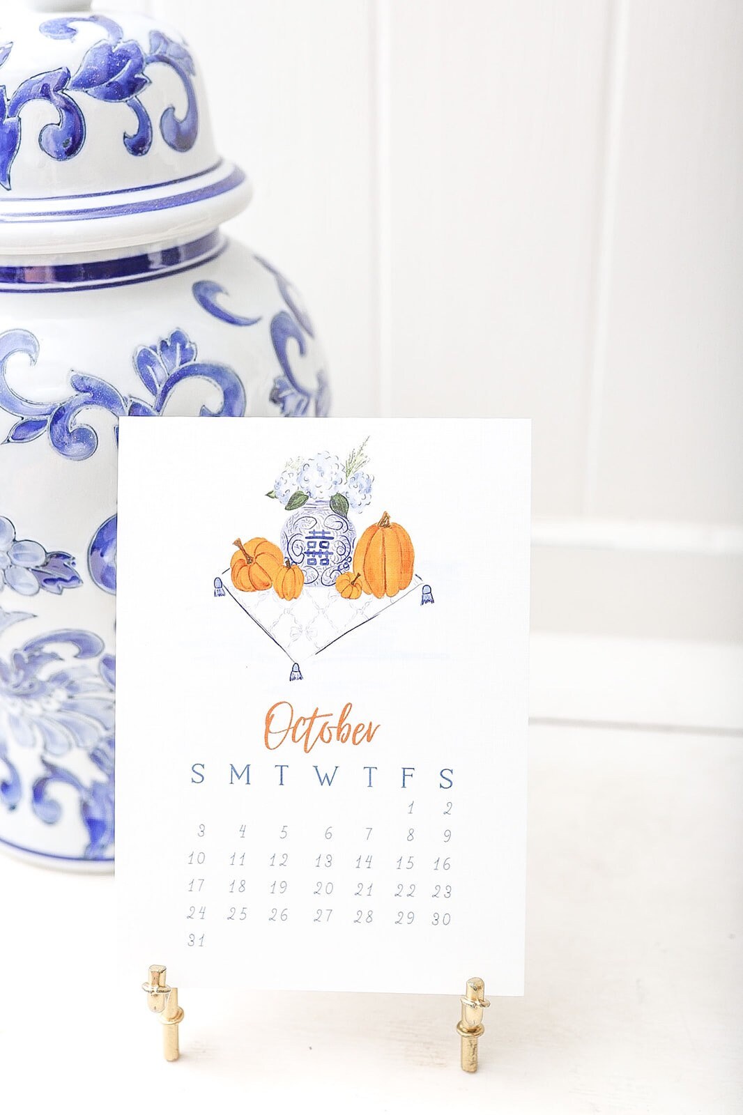 Chinoiserie Desk Calendar / 2021/ Gold Bamboo Easel | Etsy