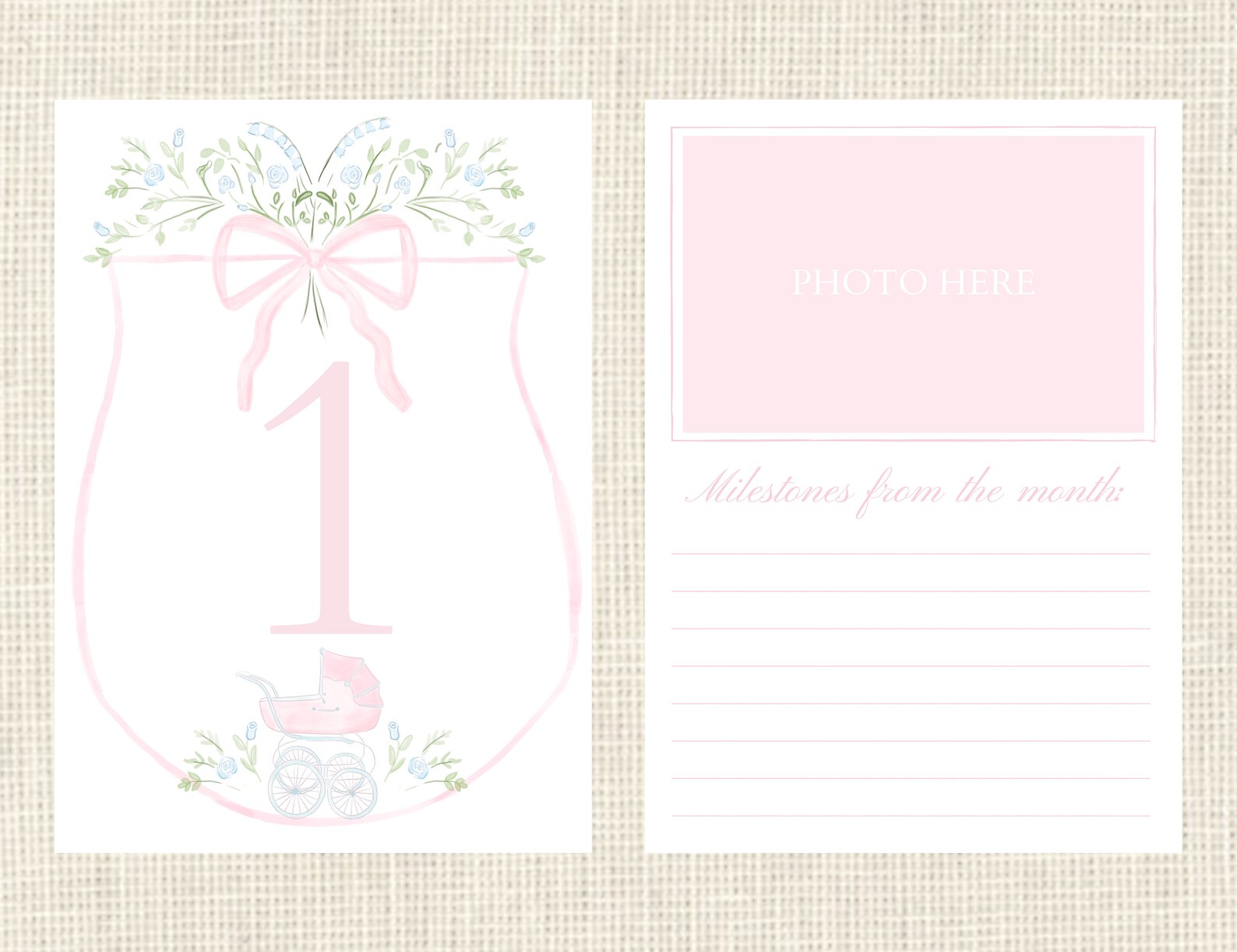 Watercolor Baby Milestone Cards Two Sided / Floral Crest / Gift / Baby ...