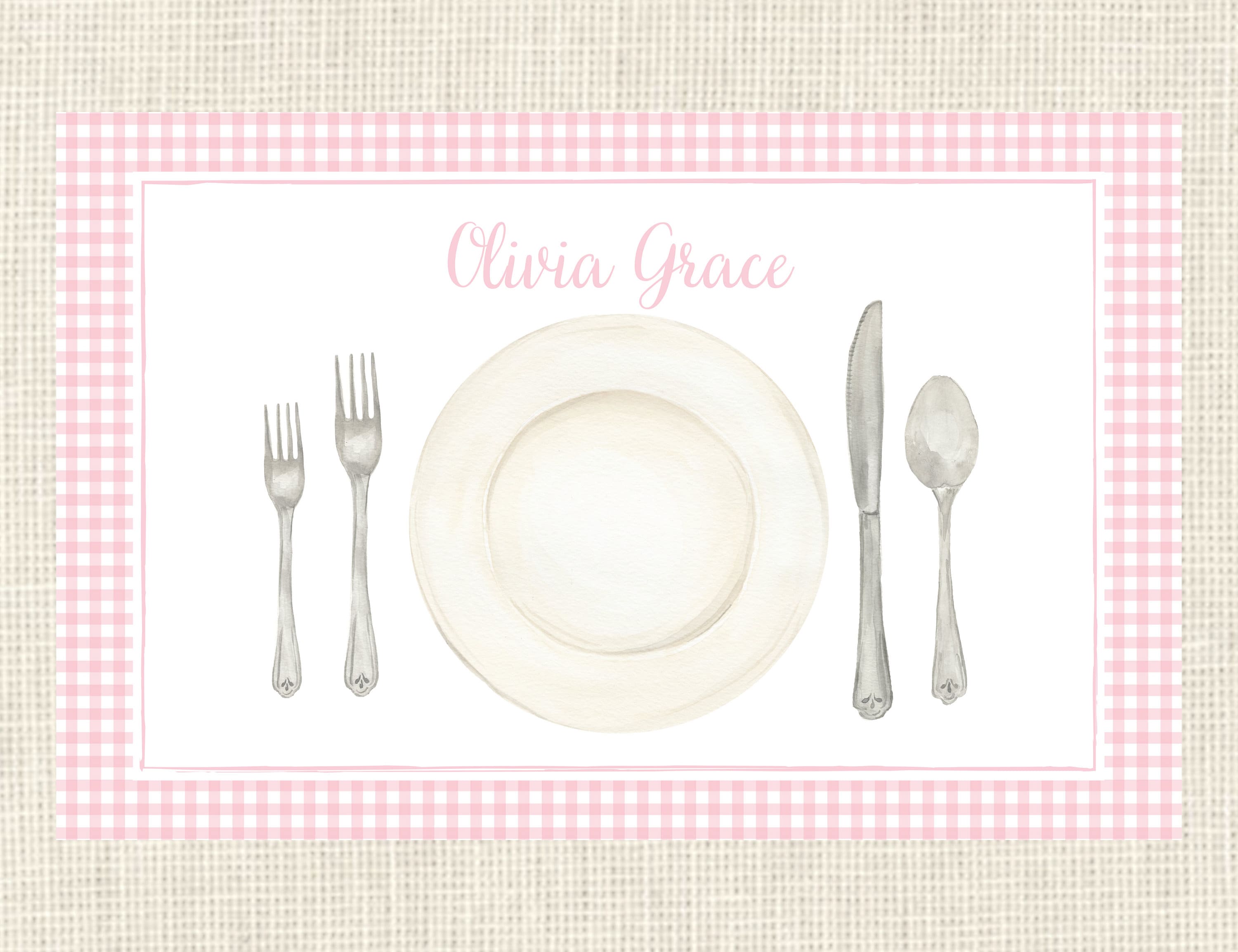 Personalized Paper Placemats / Disposable Placemats / Place Setting  /gingham / Dining / Formal / Heirloom 