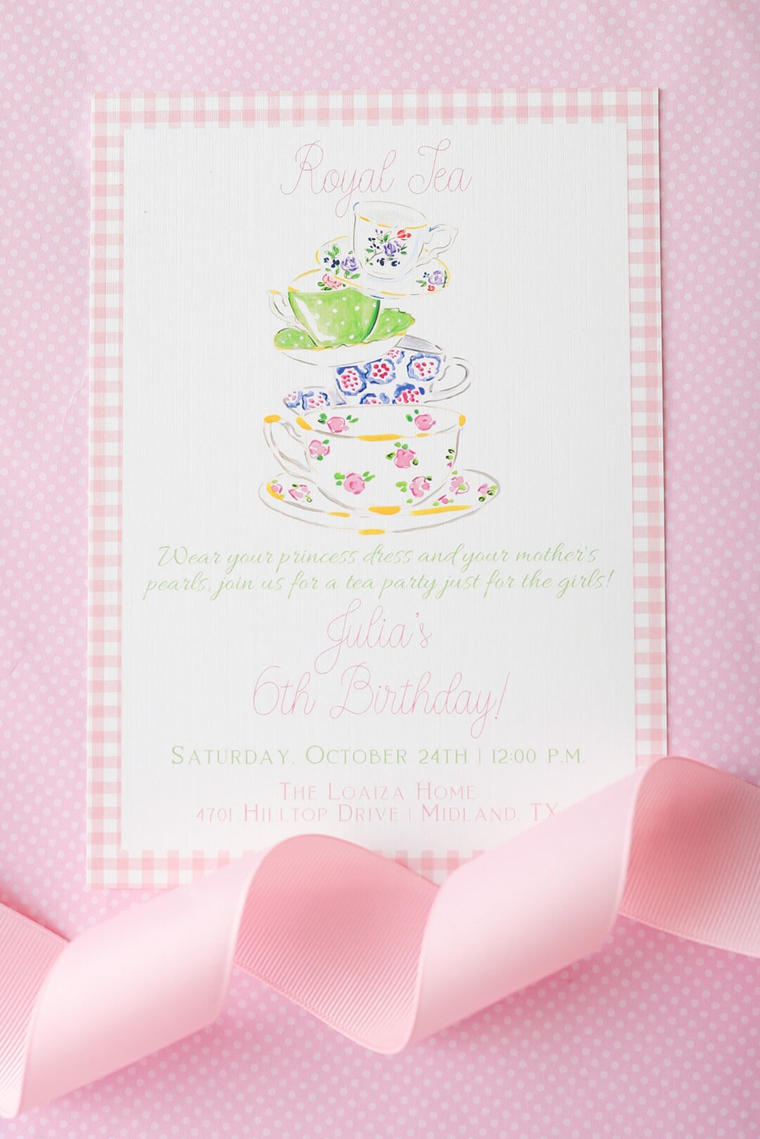 Tea for Two Party Invitations / Girls / Invites / Watercolor Etsy
