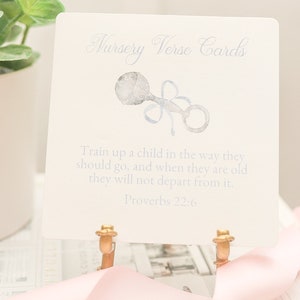 Nursery Scripture Cards with Easel / Baby / Bible Verses / with Gold Bamboo Easel