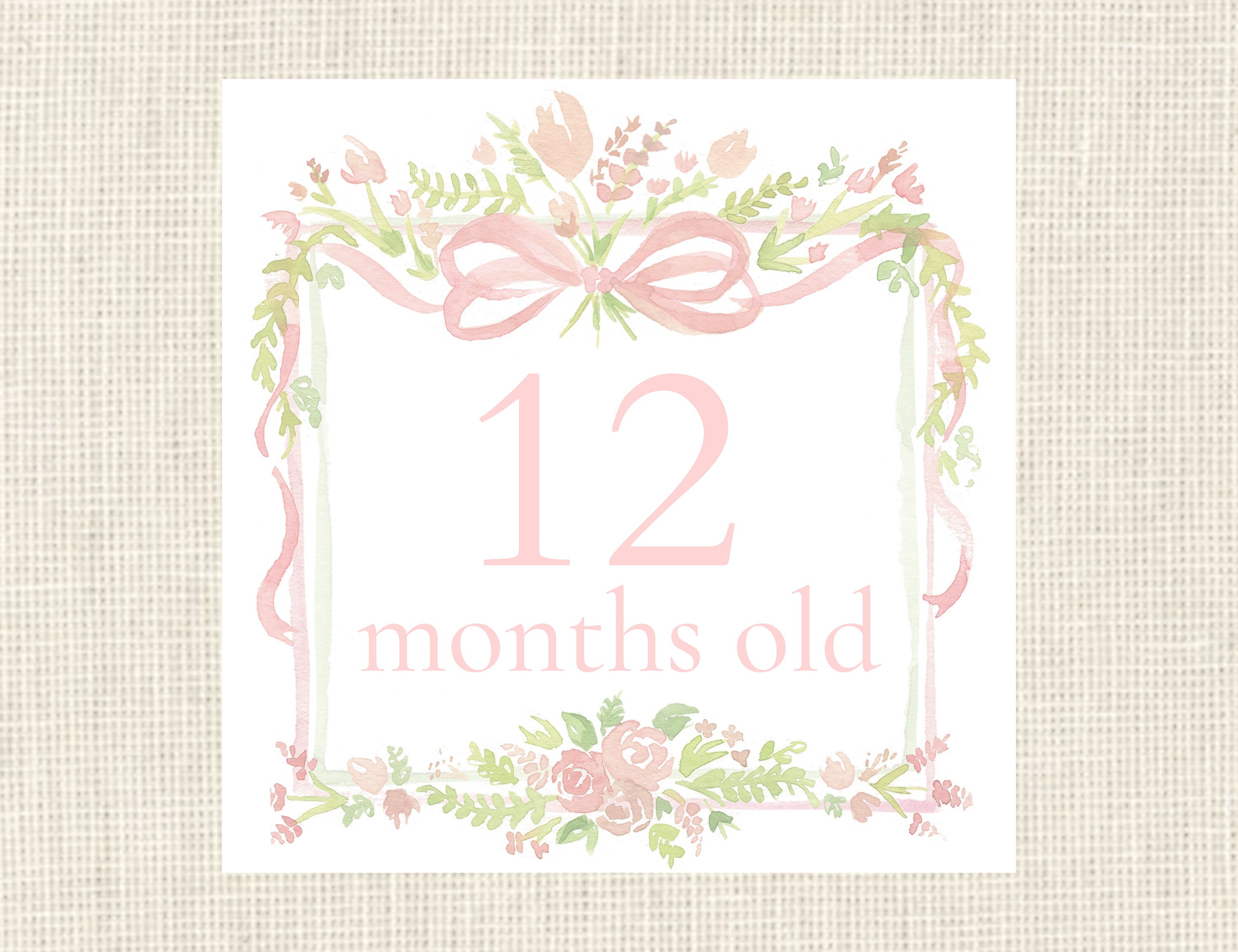 Watercolor Pink Baby Milestone Cards / Floral Crest / Gift / Baby ...