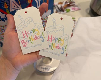 Bow Personalized Gift tags/ Pink / Bow party tags / happy birthday tags