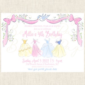 Watercolor Princess  Birthday Invitation
