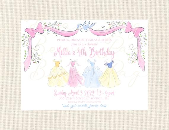 Watercolor Princess Birthday Invitation - .de