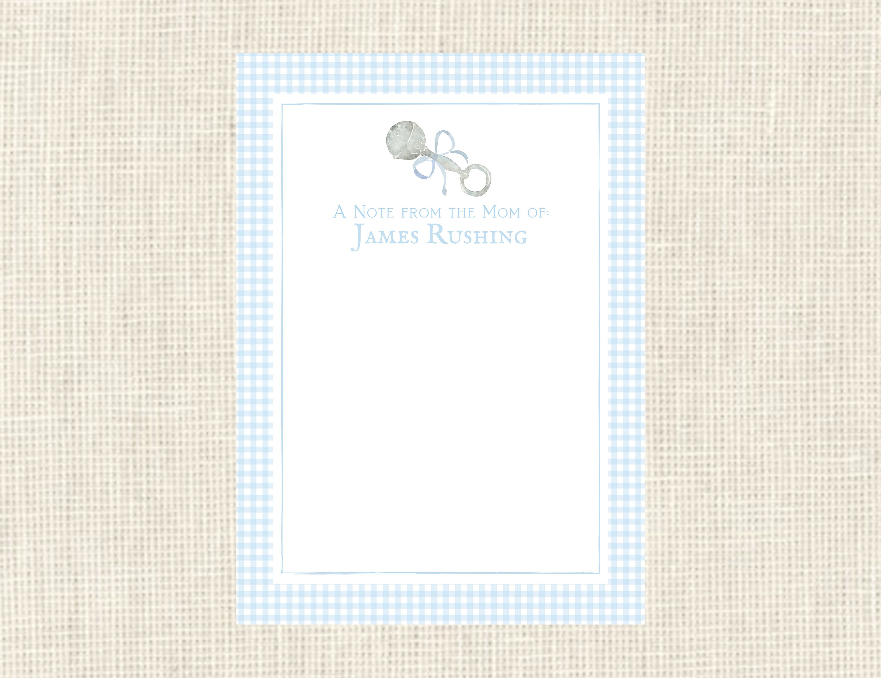 Personalized Mommy Notepad Baby Boy Rattle / Childrens Custom Notepad ...