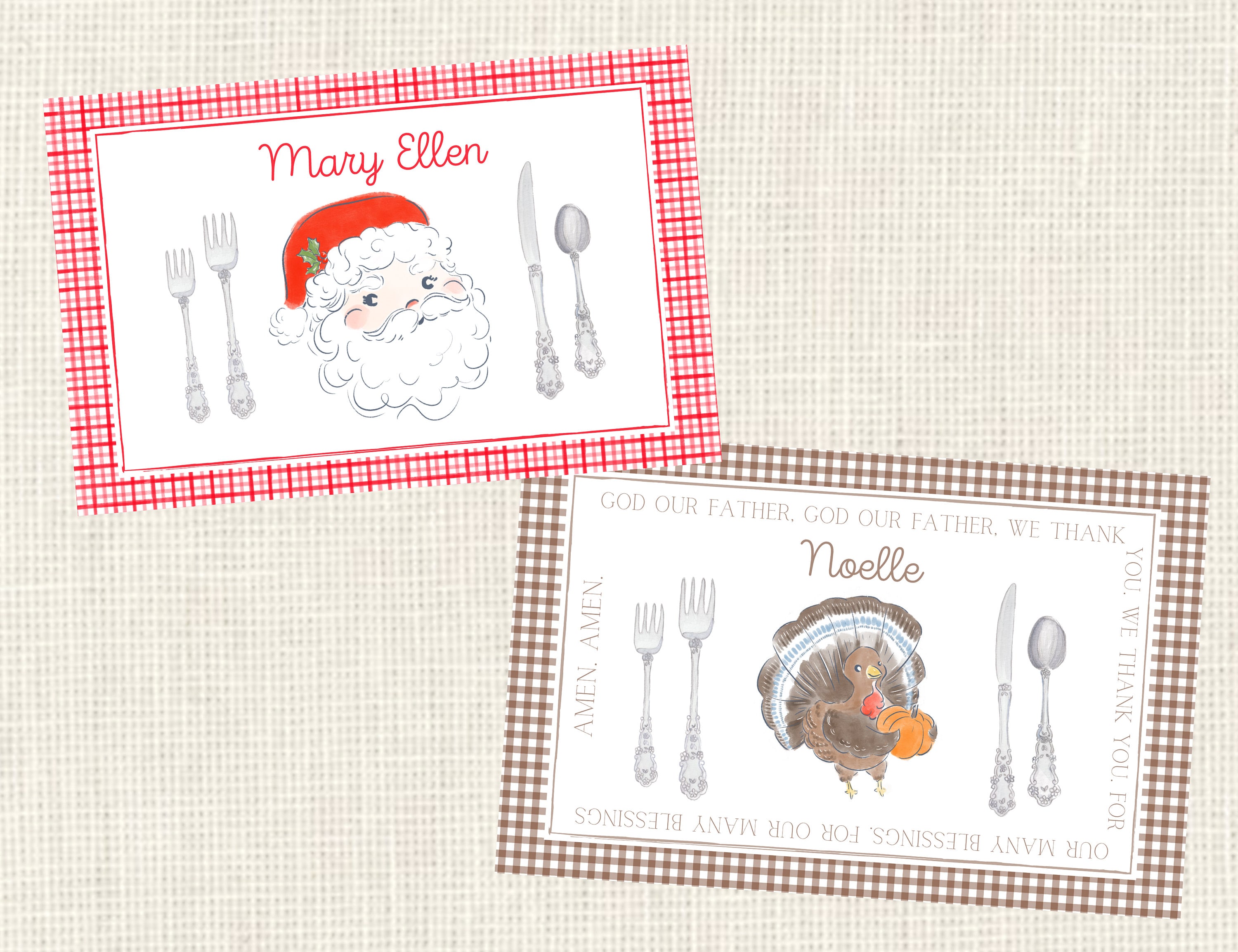 Personalized Christmas Halloween Thanksgiving Placemat/ Holidays 