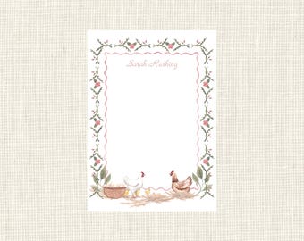 Cozy Cottage Notepad Chicken / 100 sheets, Classic Notepad, Professional, To do List, Grocery list, Work / Watercolor