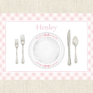 Personalized Place Setting Placemat / Gingham / Dining / Formal / Heirloom image 1