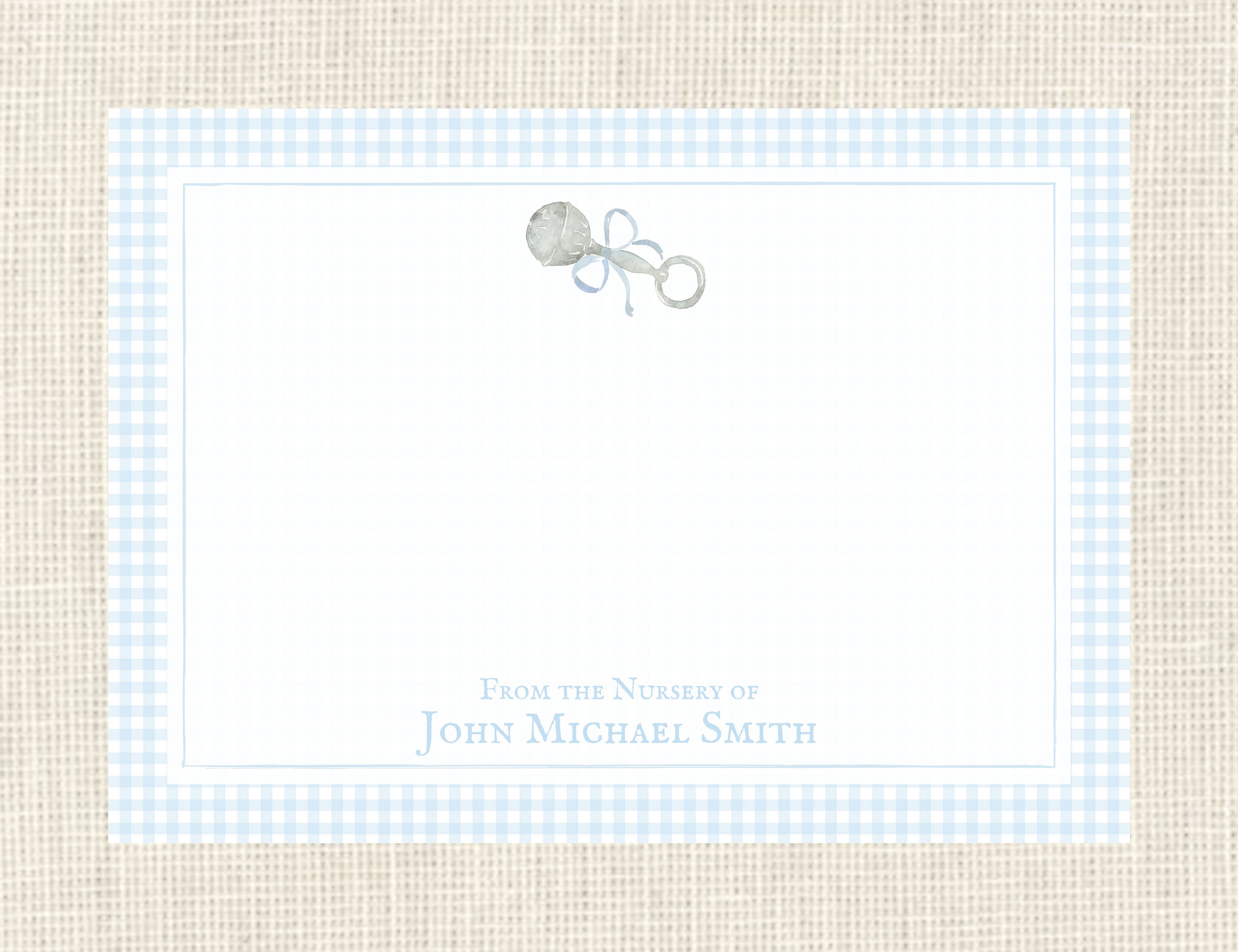 Personalized Baby Boy Stationery Watercolor / Baby Rattle / | Etsy