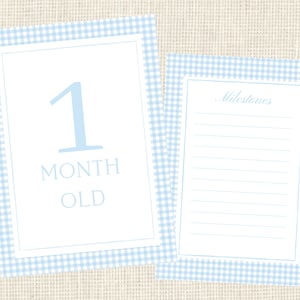 Watercolor Boy Milestone Cards Baby / Two Sided / Gingham / Gift / Baby Shower / Classic