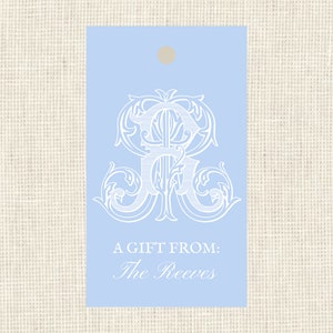 Étiquettes cadeaux monogramme aquarelle / étiquettes volantes