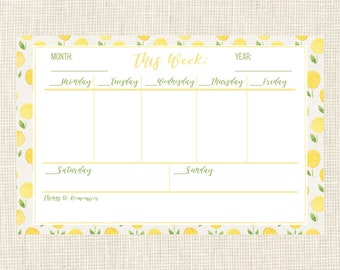 Weekly Planner Notepad 100 pages / Meal Planner / Organizer for family / Weekly Desk Calendar