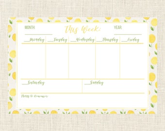 Weekly Planner Notepad 100 pages / Meal Planner / Organizer for family / Weekly Desk Calendar