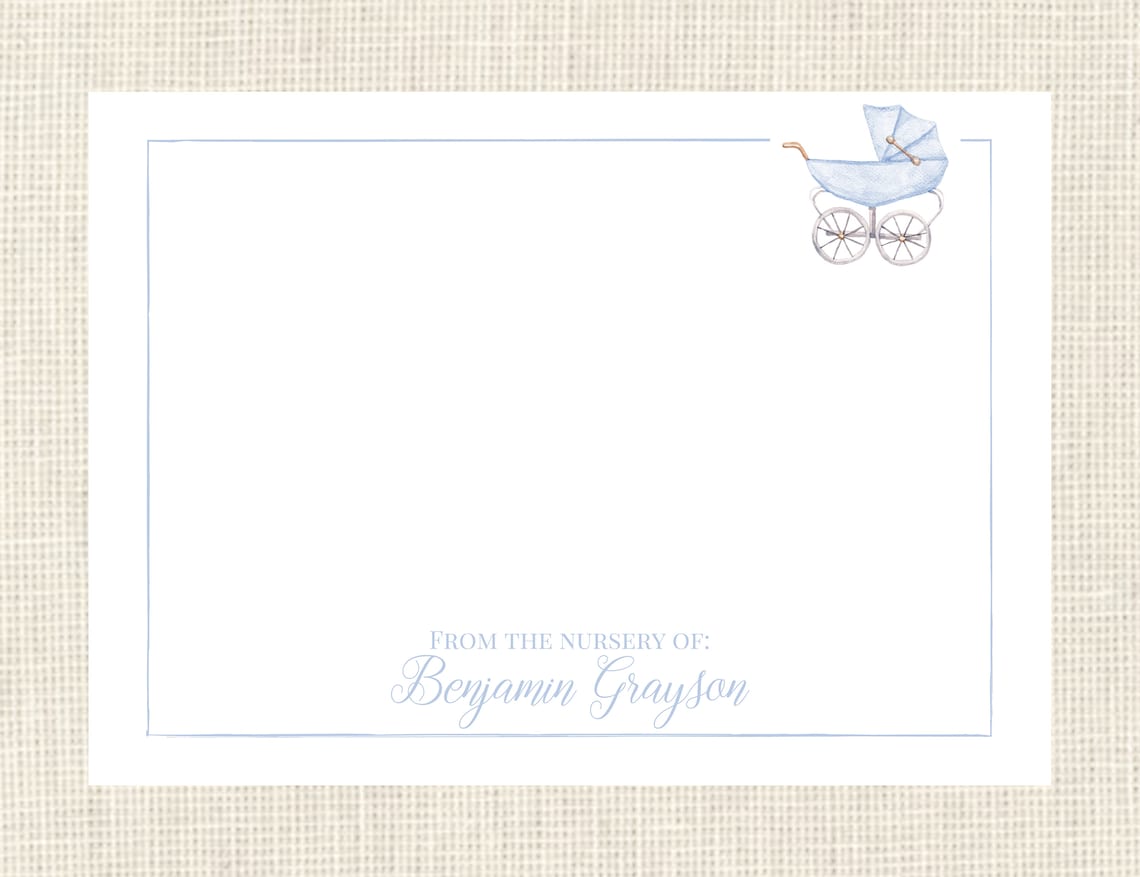 Personalized Baby Boy Stationery Watercolor / Baby Carriage / Etsy