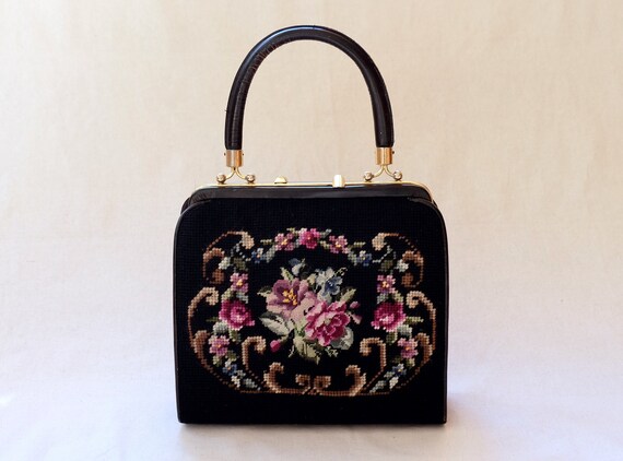 1950s/1960s Floral Tapestry Handbag, Vintage Carpe