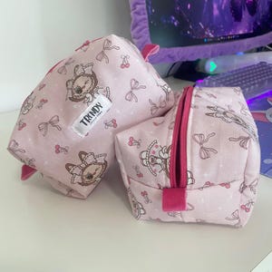 Labubu Makeup Bag | Cute Pink Zipper Pouch with Lined Interior – Coquette labubu, Teens & Travel- Bows