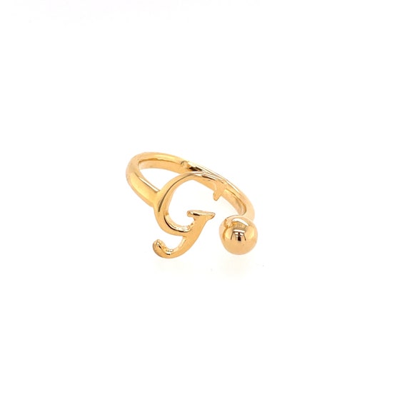 ARTK1712 Stainless Steel 14k Gold Ion Plated Letter G Crystal Fashion Ring  Size 510 - MarimorJewelry.com