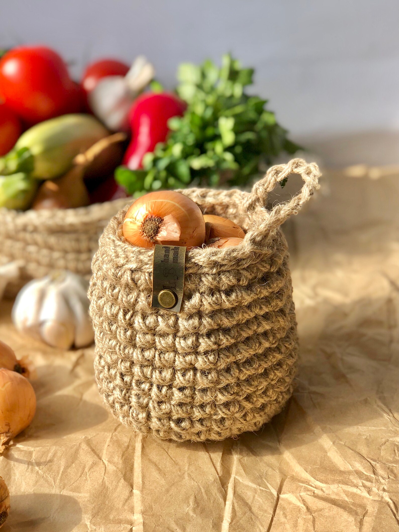 Jute Rustic Storage Basket Eco friendly Jute Hanging Basket Etsy