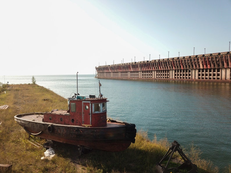 Tug Boat and Ore Dock Marquette MI Etsy