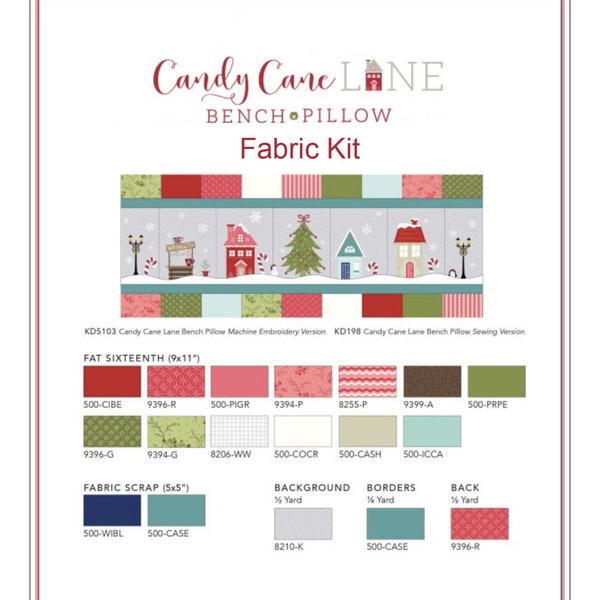 Candy Cane Lane Bench Pillow Fabric Kit for Kimberbell's Candy Cane Lane Bench Pillow - Kimberbell Designs