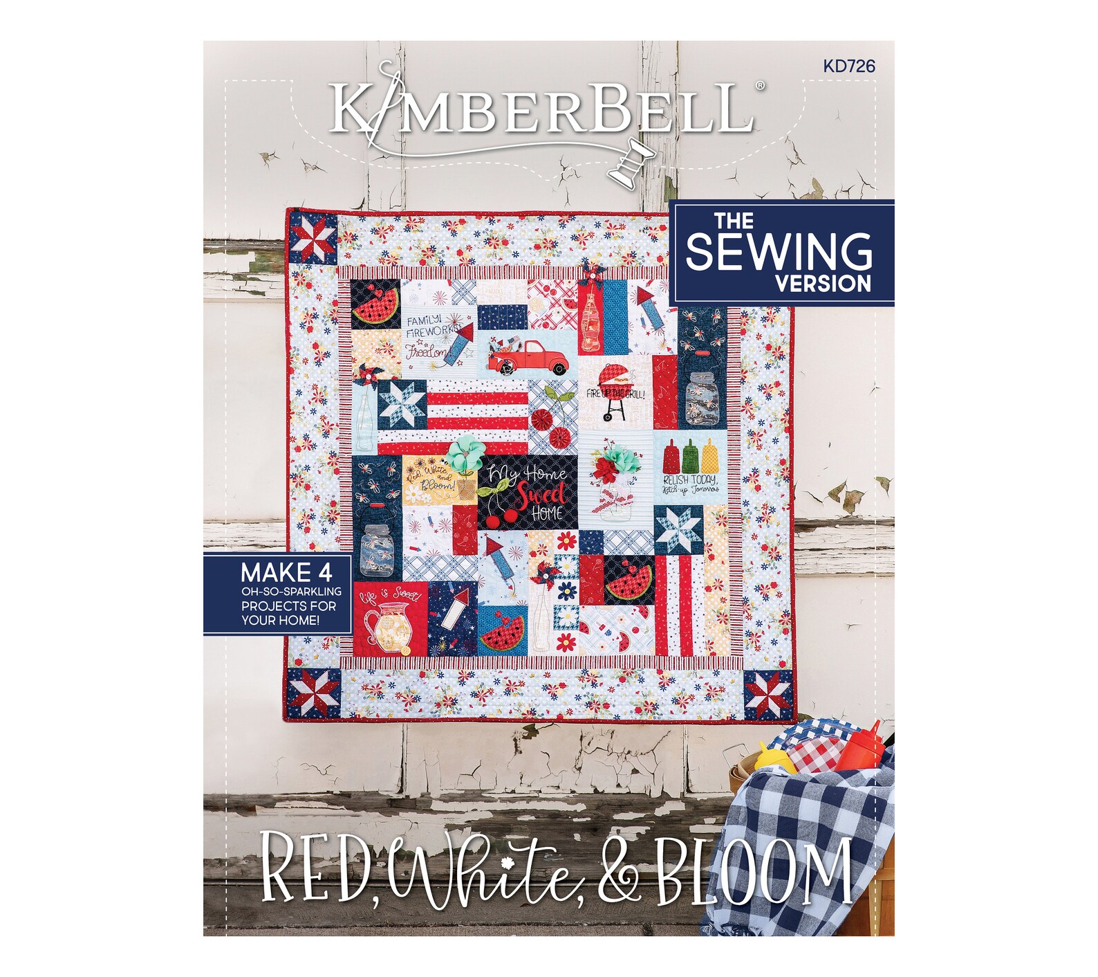 Kimberbell's New Red White and Bloom Quilt Sewing Pattern Etsy.de