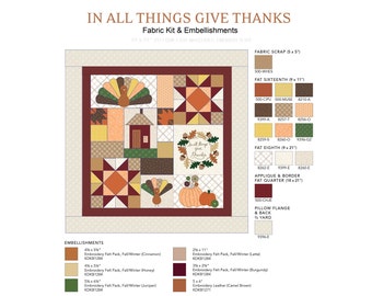 Kimberbell In All Things Give Thanks 22x 22 pillow FABRIC kit