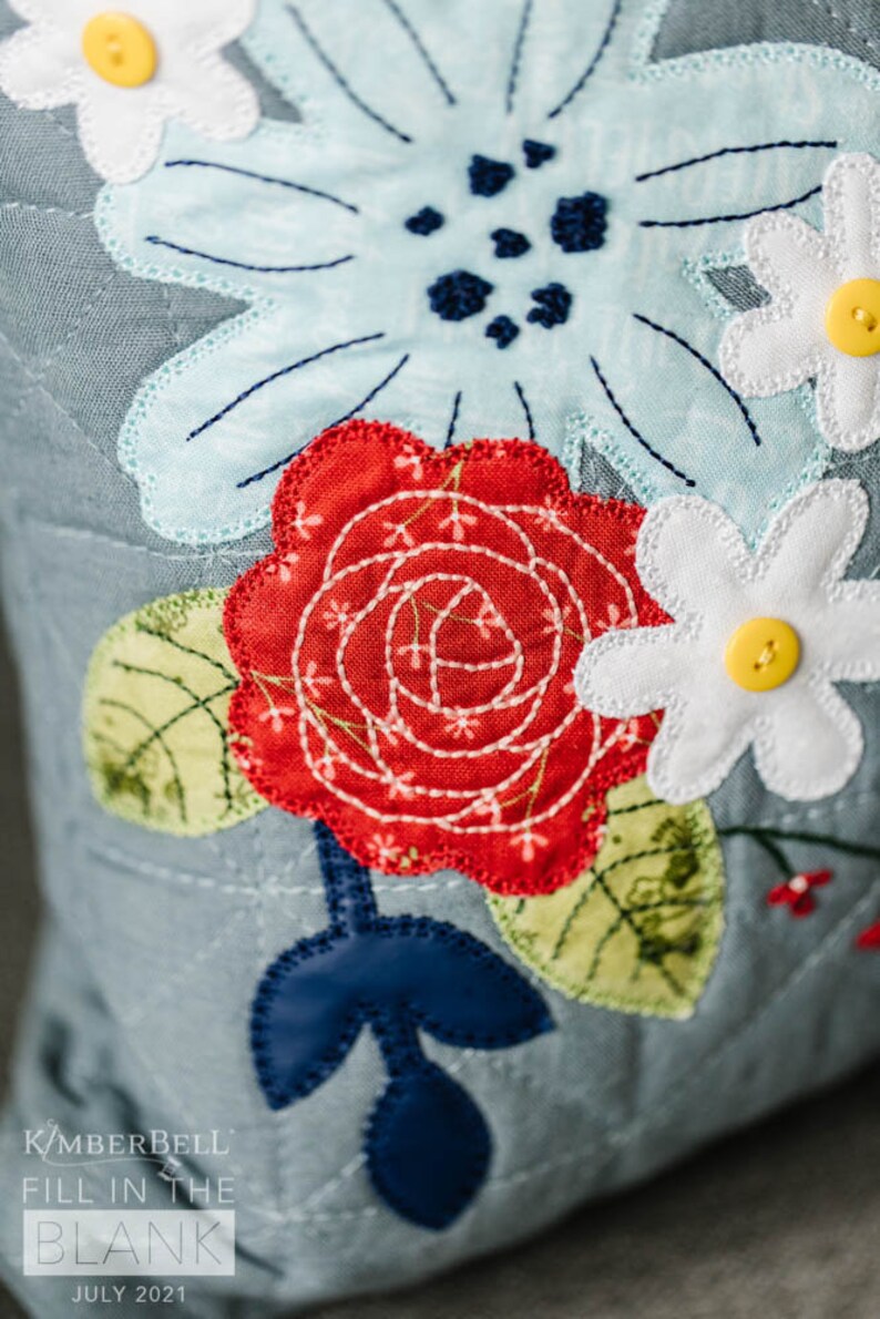 Kimberbell Quilted Pillow Cover Blank July Fill in the Etsy