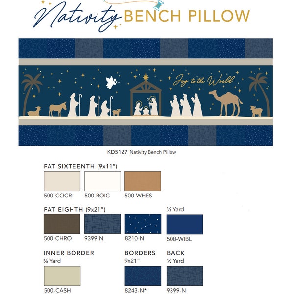 Nativy Fabric Kit for Kimberbell's Nativity Bench Pillow - Collectible Box NOT Included