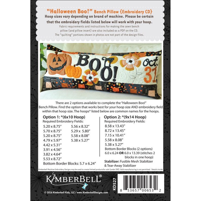 Download Kimberbell Halloween Boo Bench Pillow BONUS SVG Files | Etsy