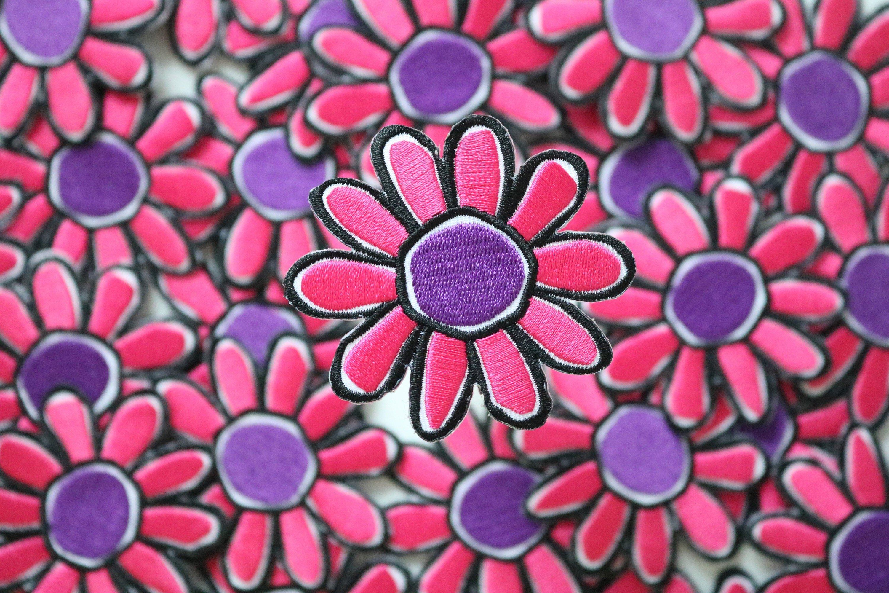 Pink Daisy patch Cartoon pink daisy Sew on patchIron on Etsy